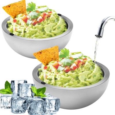 Dip Chiller Bowl - Large 35oz Capacity - Frozen Ice Stainless Steel Party Ser...-image