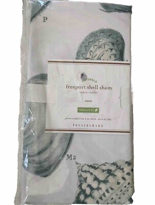 Pottery Barn Freeport Shell Euro Pillow Sham Seashells Beach Organic Cotton New-image