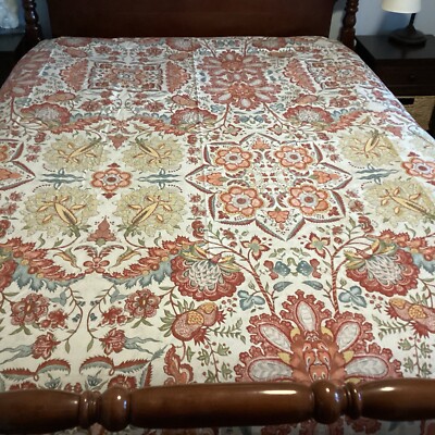 Pottery Barn Full Queen Duvet CORA Paisley Reversible 100% Cotton 88” X 90” NWOT-image
