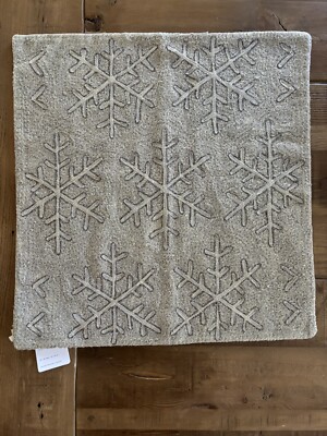 Pottery Barn Christmas Winter Shimmer Snowflake Embroidered Pillow, 20''x20''-image
