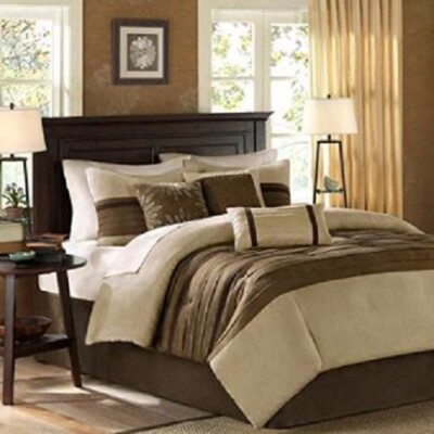 Madison Park 7-Piece Microsuede Comforter Set, Natural, King MP10-302-image
