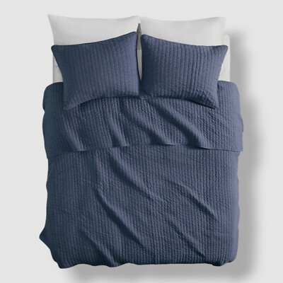 Madison Park Blue Keaton Quilted 3-Pc. Reversible Coverlet Set, Full/Queen-image