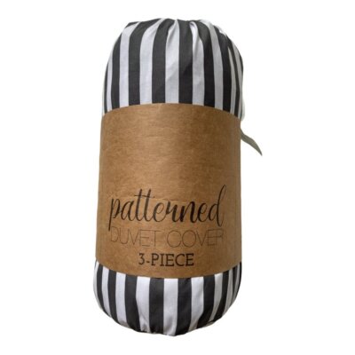 Full/Queen iEnjoy Gray and White Striped Duvet Cover 3 piece set,  NWT-image