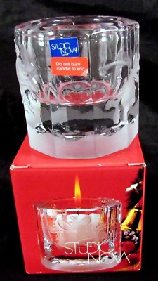 Studio Nova Tea Light Candle Holder Clear With Frosted Bells 3x3