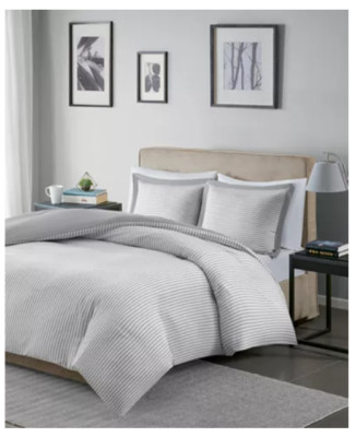 Madison Park Essentials Hayden Reversible 3-Pc Duvet Cover Set FULL / QUEEN Gray-image