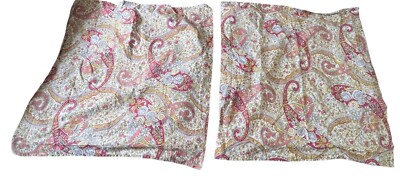(2) Pottery Barn Tara Paisly Pink Pillow Shams  Floral 100% Cotton Standard Size-image