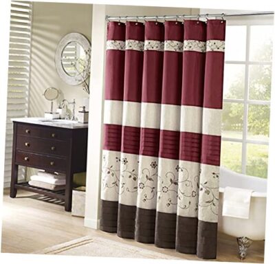 Madison Park Serene Flora Fabric Shower Curtain, mbroidered 72x72