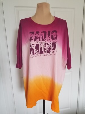 ZADIG & VOLTAIRE Zadig Malibu Dye Dip French Terry Short Sleeve Sweatshirt Sz L-image