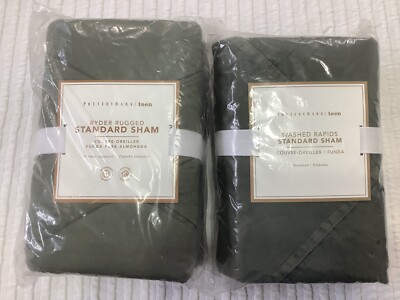 Pottery Barn Teen 1 Washed Rapids & 1 Ryder Rugged Standard Sham Army Green Set-image