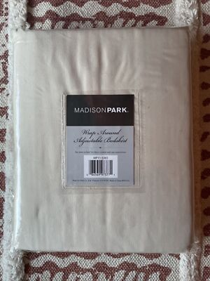 NEW Madison Park - Simple Fit Wrap Around Adjustable Bedskirt Ivory One Size OS-image