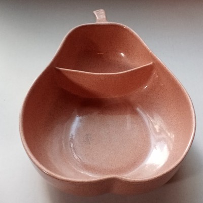 Pfaltzgraff large pear shaped chip dip serving bowl pink brown speckles durable-image