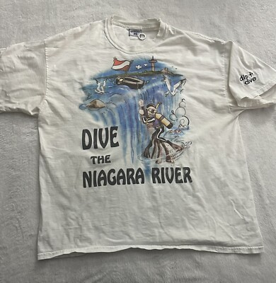 Vintage Signal Sports Dip Dive Niagara Falls 92 Graphic T Shirt Mens Size XL-image