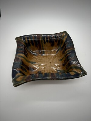 Studio Art Pottery Bowl Purple Drip Glazed Signed Rita M Square-image