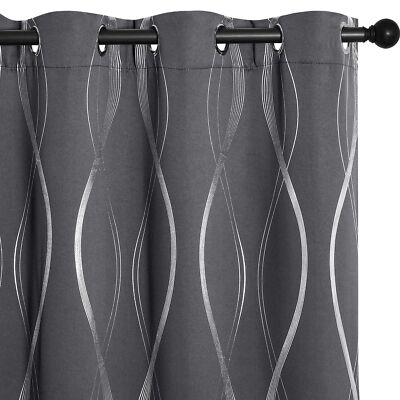 	NICETOWN Grey Blackout Curtains 2 Panels 84” Length Thermal Insulated Noise ...-image