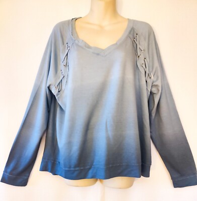 MUDD Tie Dye Long Sleeve T-shirt Blue Soft Knit Stretch SIZE LARGE NWT-image