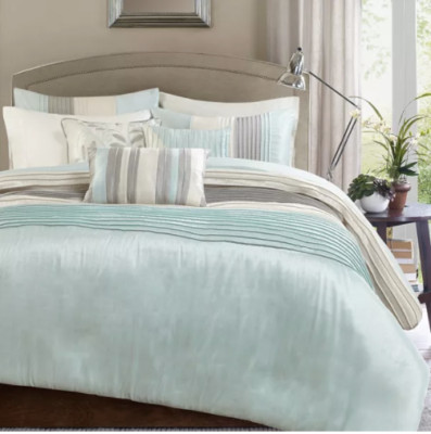 Madison Park Eastridge 6-piece Duvet Cover Set Full / Queen Aqua Blue-image