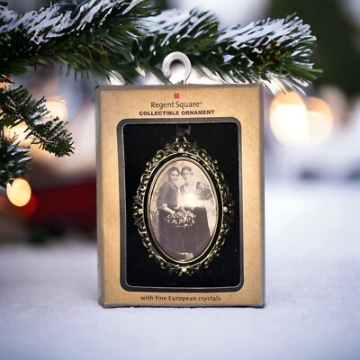 Regent Square Studio Design 2014 Gold Photo Frame Collectible Ornament W/Crystal-image