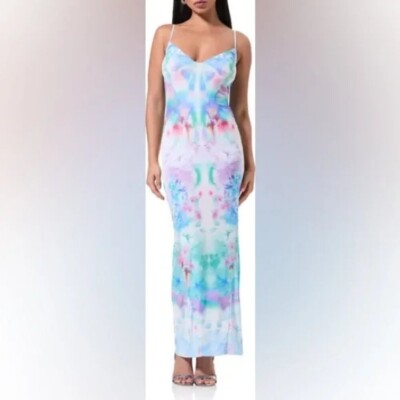 NWT AFRM Alyson Mesh Panel Maxi Bodycon Dress-image