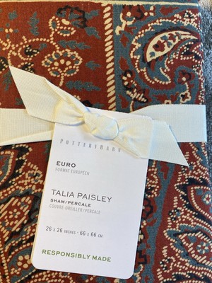 Set/2 Pottery Barn TALIA PAISLEY EURO Shams  NWT GORGEOUS!-image