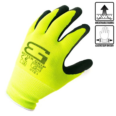 BG Ultra-Thin Knit Latex Dip Nylon Sandy Latex Coated Work Gloves(S-XL) -BGS-LM-image