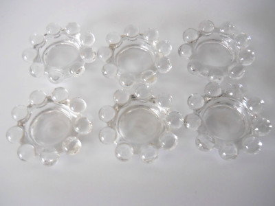 Imperial Glass Candlewick (6) Salt Cellars Dips Large Bead 2 1/4