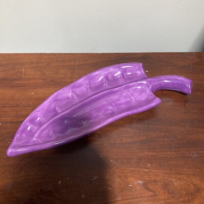 BROUSSARD STUDIO PURPLE 15” Leaf Dish. Artist Signed-image