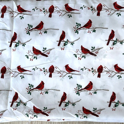 Madison Park Sheet Set of 3 Size King Cardinal Bird Print Fitted Flat Pillowcase-image