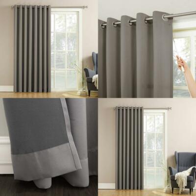 Sun Zero Barrow Extra-Wide Energy Efficient Sliding Patio Door Curtain Gray -image