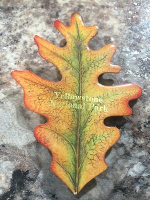 Yellowstone National Park Oak Tree Leaf Shaped Magnet By Running Studio-image