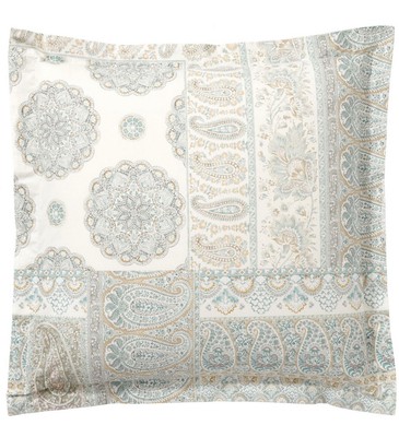 Pottery Barn Meagan Euro Pillow Sham Paisley Medallion Organic Cotton Italy EUC-image