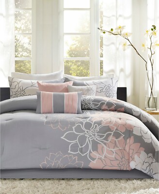 Madison Park Lola 7-Pc. King Comforter Set- Grey/Blush  T4102091-image