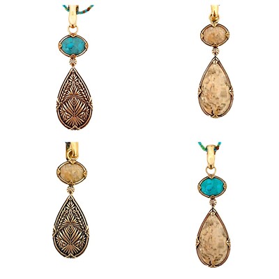 Studio Barse Turquoise & Jasper 4 Way Pendant & Matching Long Beaded Necklace-image