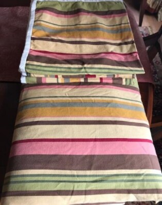 Pottery Barn Duncan Stripe Duvet Cover Set Neutral King 2 Standard Shams Rare-image