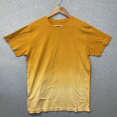 Dip Dye Shirt Mens Large Orange Yellow Gradient Super Soft Cotton Blank NWOT-image