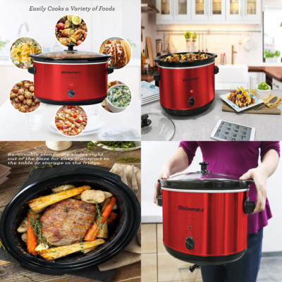 PREMIUM Ceramic Slow Cooker Pot Crock Stew Dips Rice Meat Dinner Cooking 8.5 Q-image
