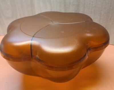 Tupperware Large Flower Shape Chip And Dip Salad Bowl 4624A-1 Amber-image