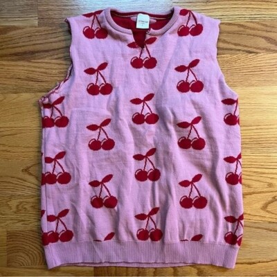 Skinny Dip cherry print cutoff sleeveless sweater size large-image