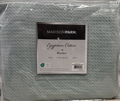 Madison Park Egyptian Cotton  Full Queen Blanket Blue MP51N-6188 NWT-image
