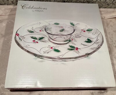 Mikasa Celebrations Collection “Merry Holly” Chip And Dip Platter 14.5”-image