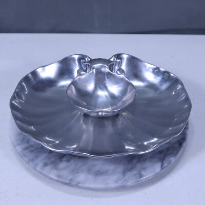 Wilton Co Armetale RWP Hors d'oeures Chip Dip Tray & Clamshell Pewter Bowl Bundl-image