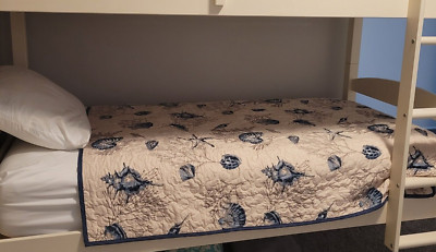 Madison Park Bayside Blue Quilted Oversized Throw 60 x 70 Shells Ocean Beach-image