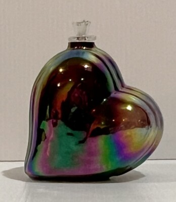 The Glass Eye Studio HEART Purple Iridescent Oil Lamp Vase Seattle WA-image