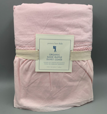 Pottery Barn Kids Organic Sadie Ruffle Duvet Cover Light Pink Twin #A1362-image