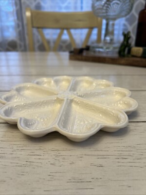 Heart Shaped Cookie Dish 6 Compartments Williamsburg Pottery Valentines Day-image