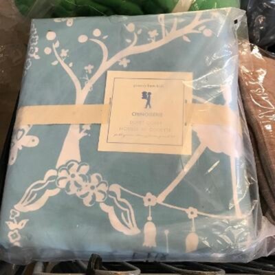 Pottery Barn Chinoiserie Duvet Cover Ocean Blue Queen Tree Of Life Dancer New-image