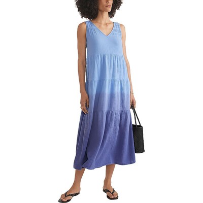 Marine Layer Womens Blue V-Neck Pockets Dip Dye Shift Dress XL BHFO 6090-image
