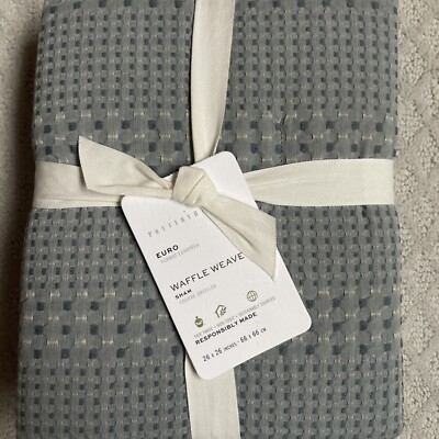 Pottery Barn Honeycomb Cotton Comforter Sham - Chambray - Euro - NEW-image