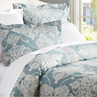 Pottery Barn Set Queen Full Duvet Cover Two Euro Shams Alana Medallion Blue New-image