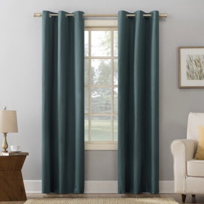 Sun Zero 95x40 Teal Cooper Grommet Top Darkening Curtain Panel Set of 2-image