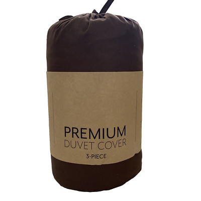 Premium 3 Piece Brown Bed Set Duvet Cover Full/Queen Ultra Soft Hypoallergenic-image